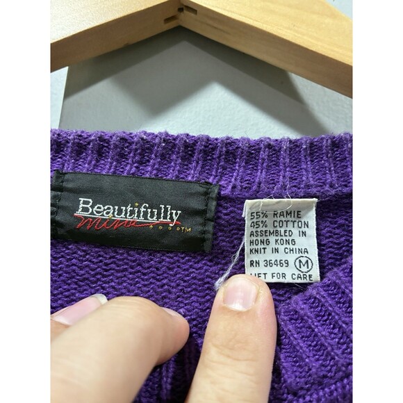 Beautifully Mia Beaded Purple Statement Sweater (M) - Picture 4 of 7